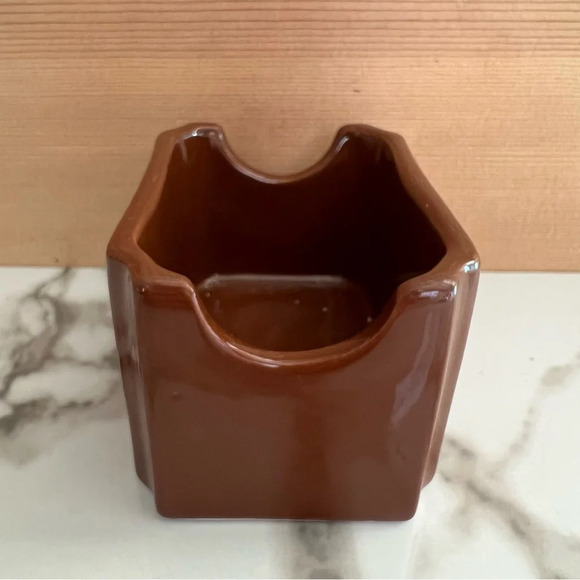 Vintage Hall China USA Sugar or Tea packet Caddy Holder #716  3 1/2"  Brown EUC - Picture 2 of 5